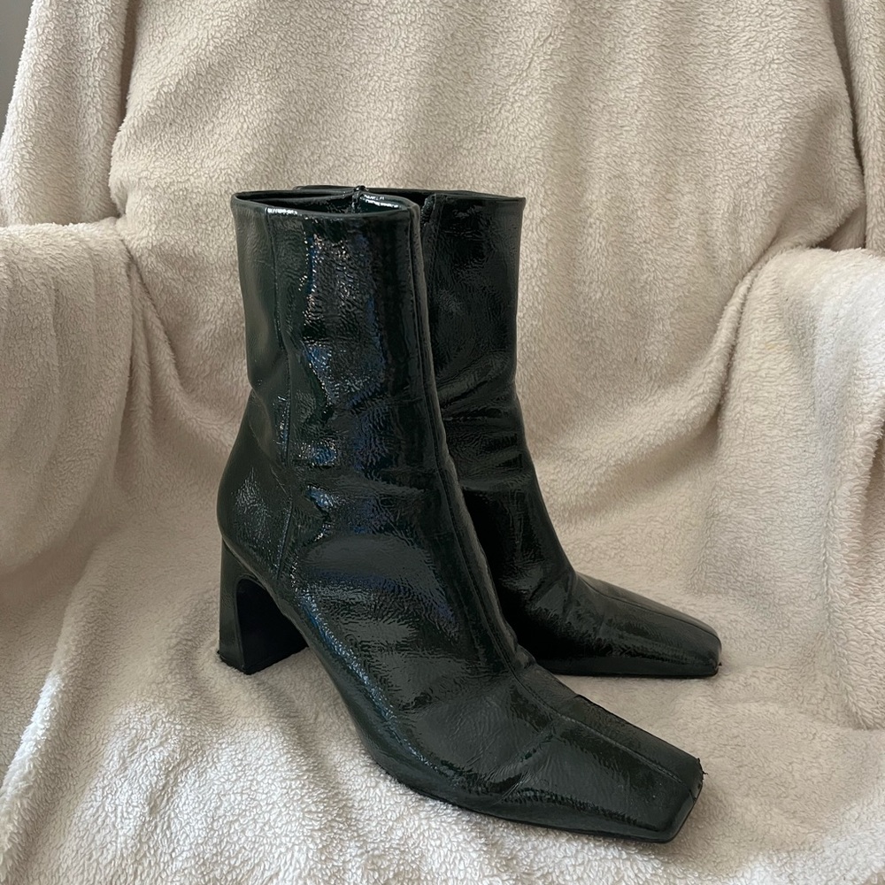Deep green alligator booties